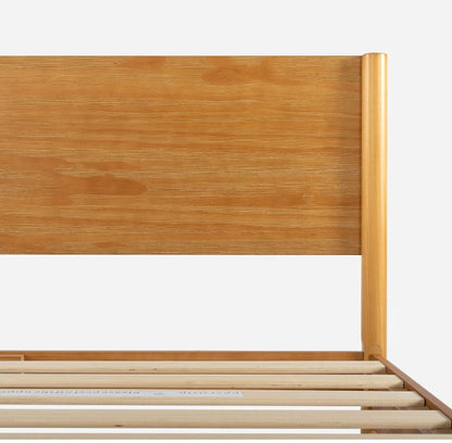 Brand New in Box Mid Century Wood Platform Bed Frame, Full, Natural (#292)
