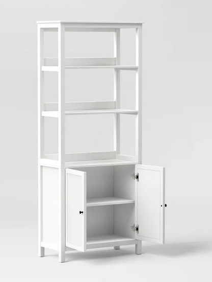 Brand New in Box 72" Bookcase Traditional With Three Open Shelves and Cabinet Classic White (#253)