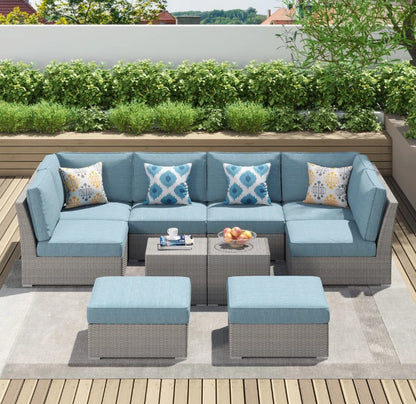 Brand New in Box 8 - Person Wicker / Rattan Outdoor Sectional with Cushions & Pillows (#171)