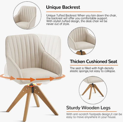 Brand New in Box Upholstered Swivel Accent Chair, Beige Linen Fabric (#289)