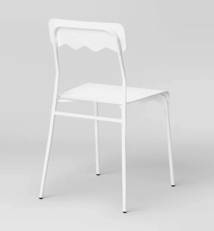 Brand New in Box Set of Four Wavy Metal Dining Chair White (#269)
