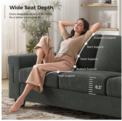 Brand New in Box 3 Seater Sofa Couch with Deep Seat, Gray (#288)