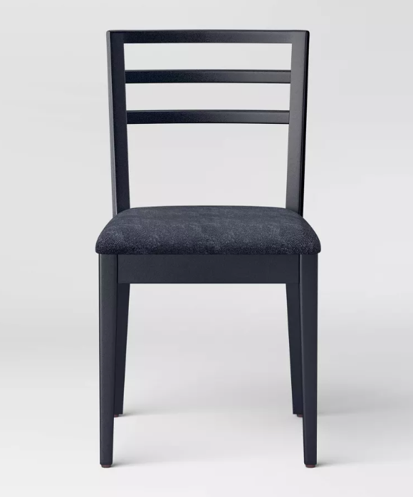 Brand New in Box Ladder Back Dining Chair W/ Padded Seat, Black (Five Sets of Two Available) (#270)