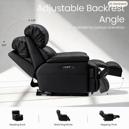 Brand New in Box Power Recliner Chair with Power Headrest & Lumbar Support, Black (#241)