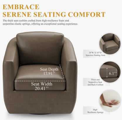 Brand New in Box Modern Soft 29" Wide Leather Upholstered 360° Swivel Accent Chair (#177)