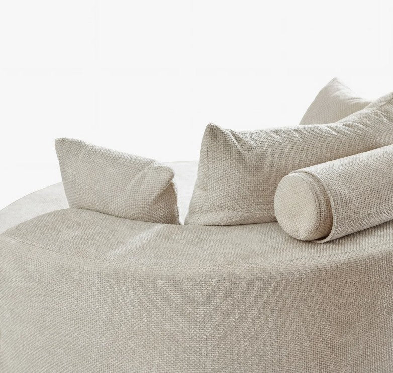 Brand New in Box 55" Wide Swivel Round Pillow Back Sofa With Cushions, Beige (#106)