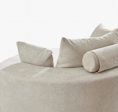 Brand New in Box 55" Wide Swivel Round Pillow Back Sofa With Cushions, Beige (#106)