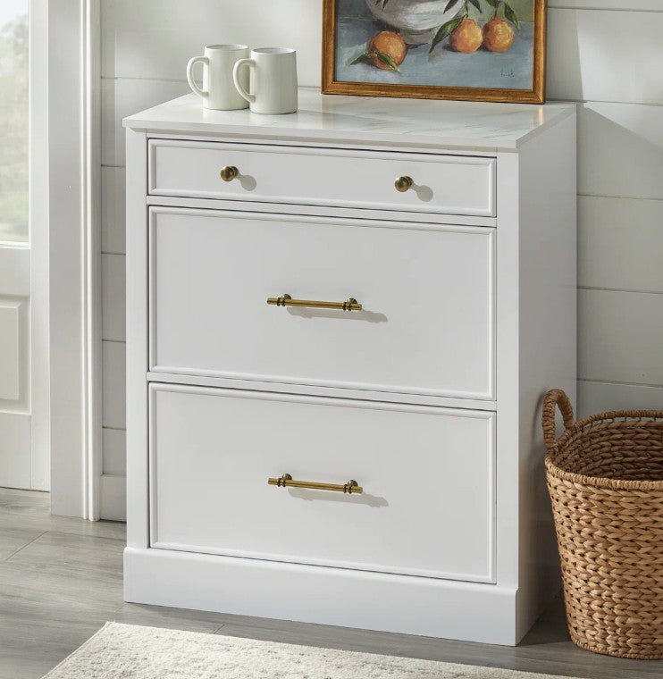 Brand New in Box Tavais 3-Drawer Accent Cabinet with Faux Marble Top (#279)