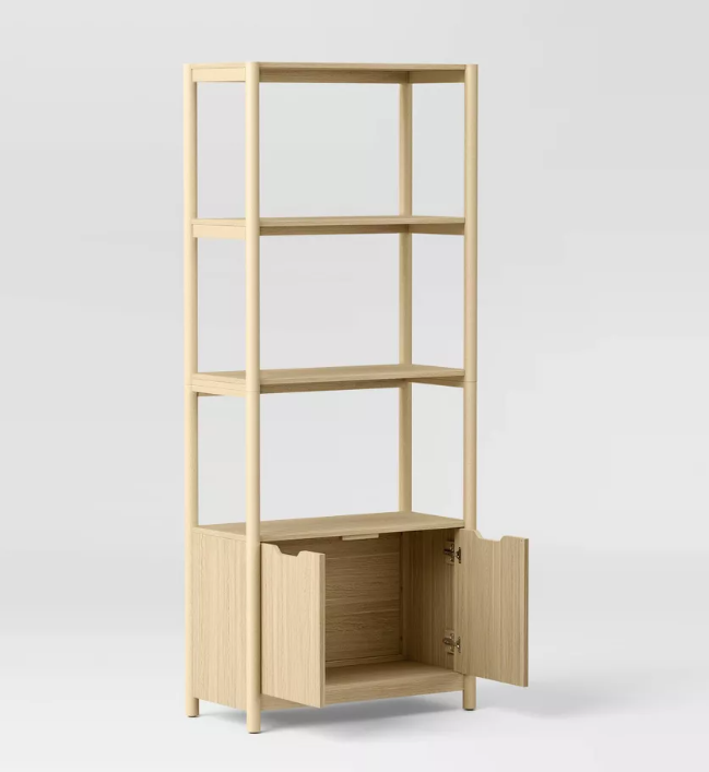 Brand New in Box 72.25" Scandi Bookcase with Three Shelves And Cabinet Storage Natural (#254)