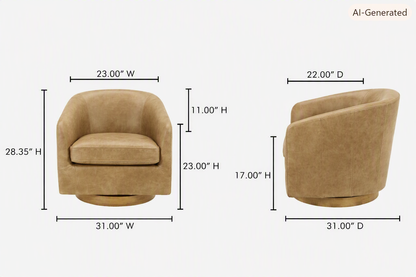 Brand New in Box Kamonte Upholstered Swivel Barrel Chair, Tan (#242)