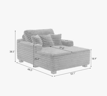 Brand New in Box Upholstered Compression Light Gray Faux Fur Chaise Lounge Sofa Bed (#257)