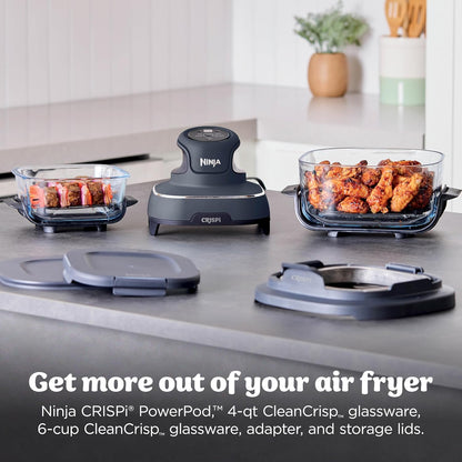 Brand New in Box Ninja Crispi 4 in 1 Glass Air Fryer with Containers & Dishwasher Safe (#218)