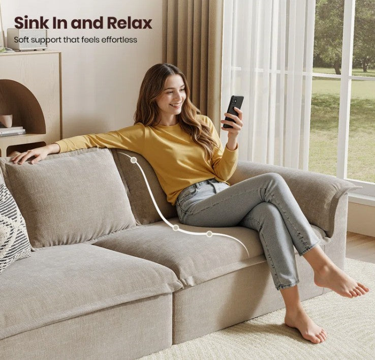 Brand New in Box Oversized Sofa with Extra Deep Seat, Corduroy Upholstered Floor Couch (#204)