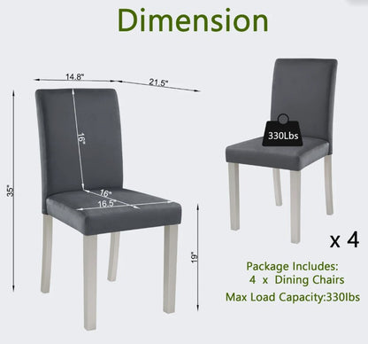 Brand New in Box Dining Chairs Set For 4, Gray Seat / Silver Legs (#303)
