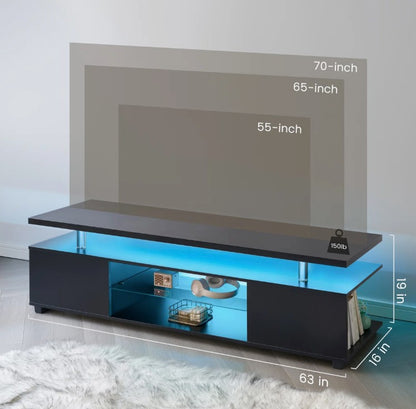 Brand New in Box Black TV Stand, LED TV Stand for Living Room, Entertainment Center with Storage (#210)