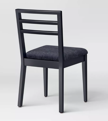 Brand New in Box Ladder Back Dining Chair W/ Padded Seat, Black (Five Sets of Two Available) (#270)
