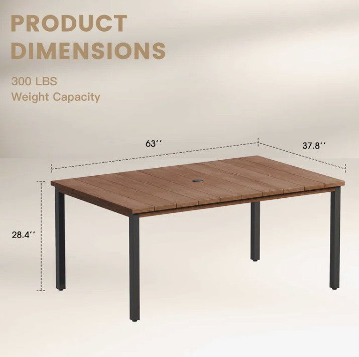Brand New in Box Outdoor Rectangular Dining Table, Walnut (#207)