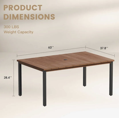 Brand New in Box Outdoor Rectangular Dining Table, Walnut (#207)