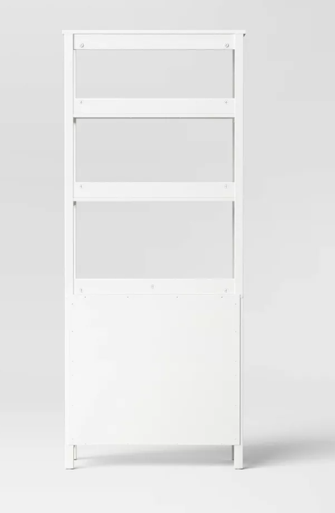 Brand New in Box 72" Bookcase Traditional With Three Open Shelves and Cabinet Classic White (#253)