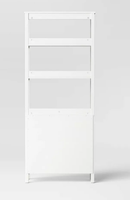 Brand New in Box 72" Bookcase Traditional With Three Open Shelves and Cabinet Classic White (#253)