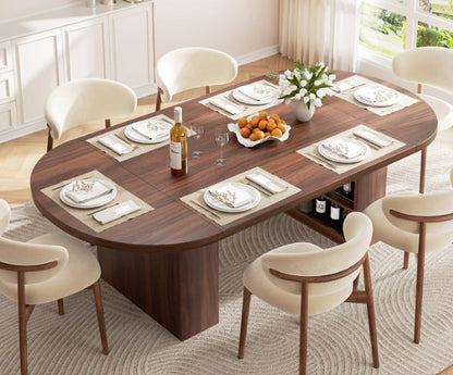 Brand New in Box Modern Dining Table with Storage for 6-10 seating, Walnut (#205)