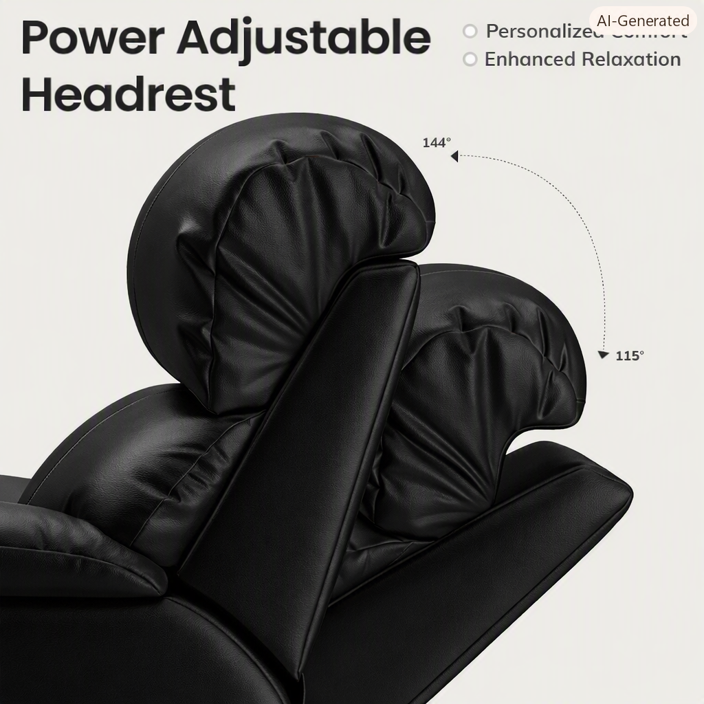 Brand New in Box Power Recliner Chair with Power Headrest & Lumbar Support, Black (#241)