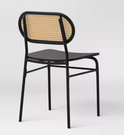 Brand New in Box Set of Six Wicker Back Metal Dining Chair Black (#271)