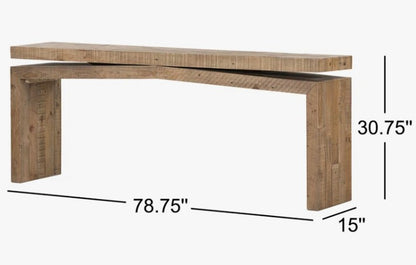 Brand New in Box Henn Solid Wood Console Table, Sierra Rustic Natural (#201)