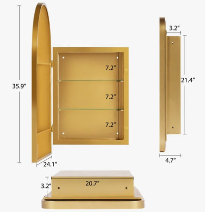 Brand New in Box 24'' W35.9'' H Framed Medicine Cabinet, Gold By Soges (#181)