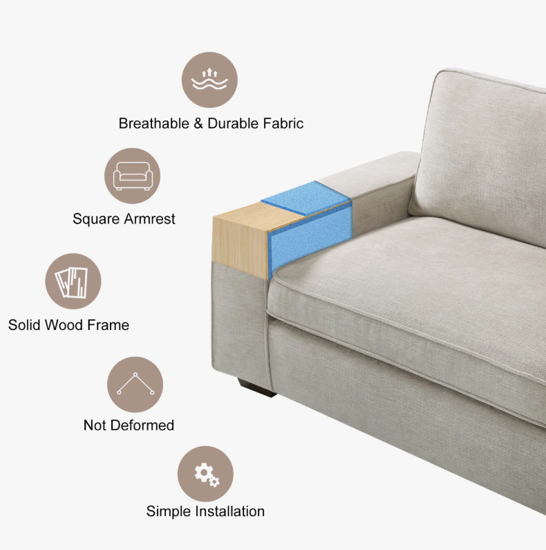 Brand New in Box Chenille Square Arm Loveseat Sofa, Beige (#215)