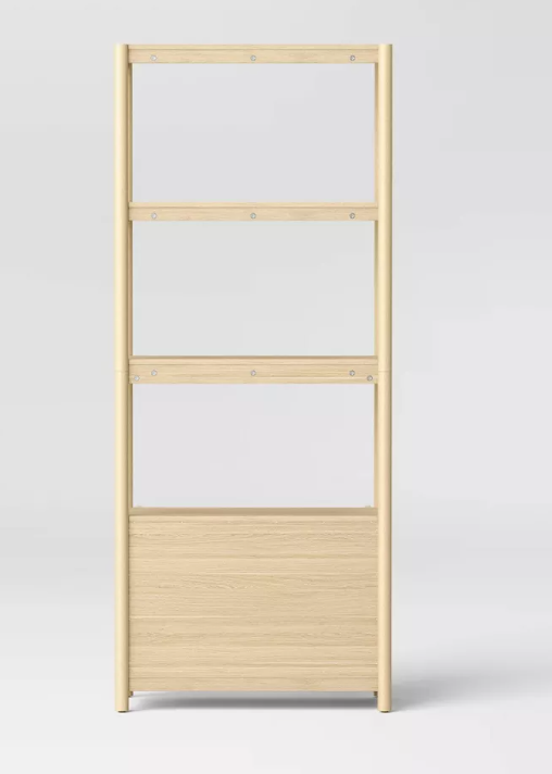 Brand New in Box 72.25" Scandi Bookcase with Three Shelves And Cabinet Storage Natural (#254)