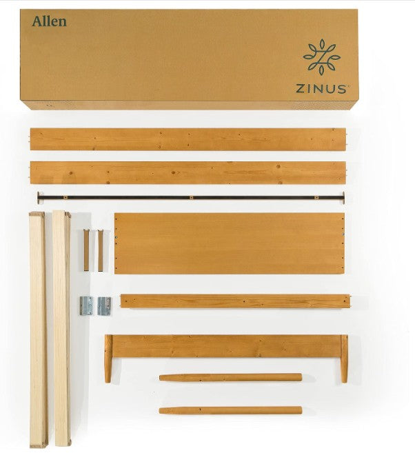 Brand New in Box Mid Century Wood Platform Bed Frame, Full, Natural (#292)