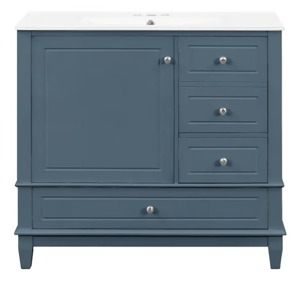 Brand New in Box Freestanding Blue Gray 36-in Single Sink Bathroom Vanity, (#225)