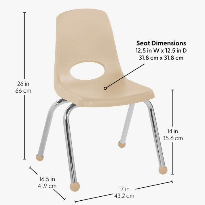 Brand New Stackable Classroom Chairs, Sand Color (#185) (Two sets of 6 Available, Priced per set)