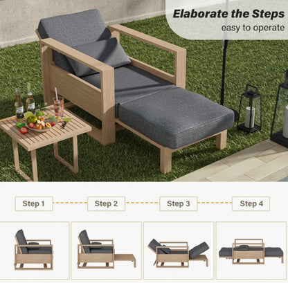 Brand New in Box Modern 37.75'' W Extendable Solid Wood Chaise Lounge w/ Lumbar Pillow (#196)