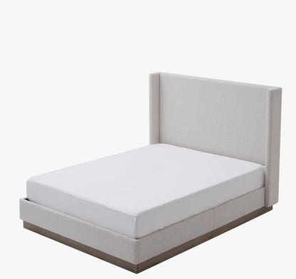 Brand New in Box Queen Size Hosford Upholstered Wingback Bed, Cream White Boucle (#286)