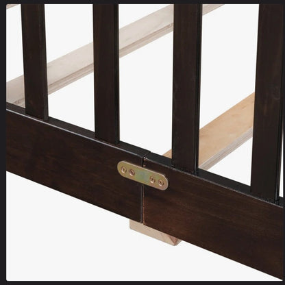 Brand New in Box Floor Platform Bed With Fence Guardrails And Door, Twin Size, Espresso (#176)