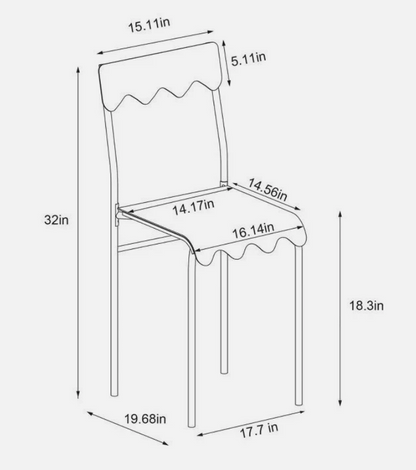 Brand New in Box Set of Four Wavy Metal Dining Chair White (#269)