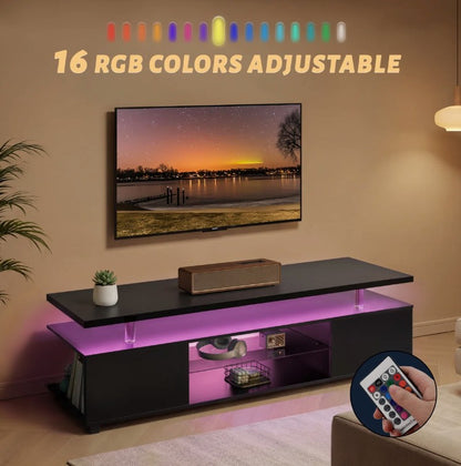 Brand New in Box Black TV Stand, LED TV Stand for Living Room, Entertainment Center with Storage (#210)