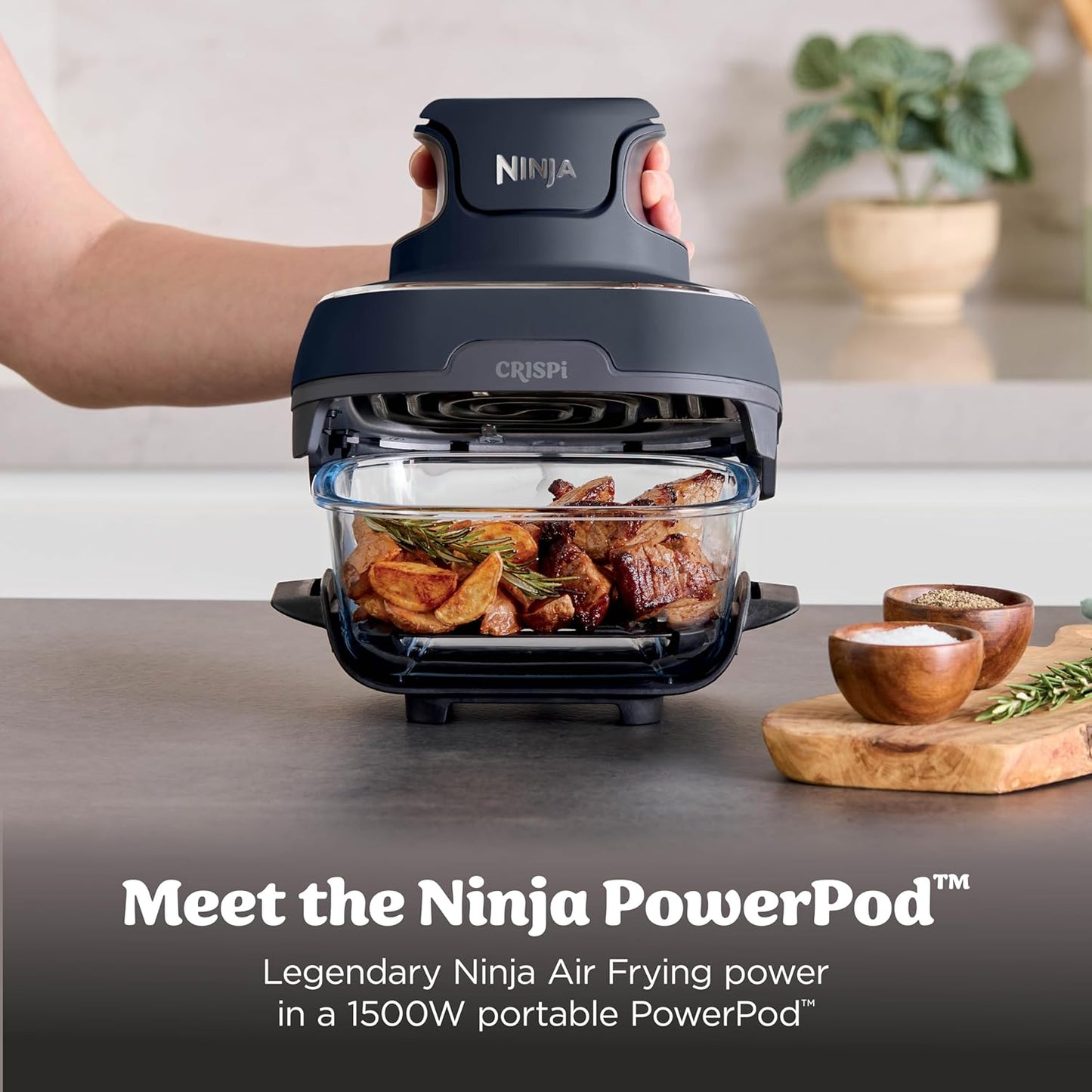 Brand New in Box Ninja Crispi 4 in 1 Glass Air Fryer with Containers & Dishwasher Safe (#218)