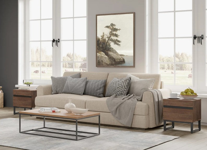 Brand New in Box 2 Pack Modern End Table With 2 Drawers, Brown (#111)