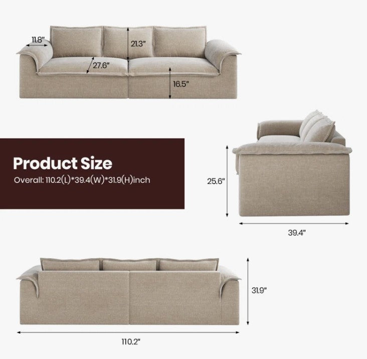 Brand New in Box Oversized Sofa with Extra Deep Seat, Corduroy Upholstered Floor Couch (#204)