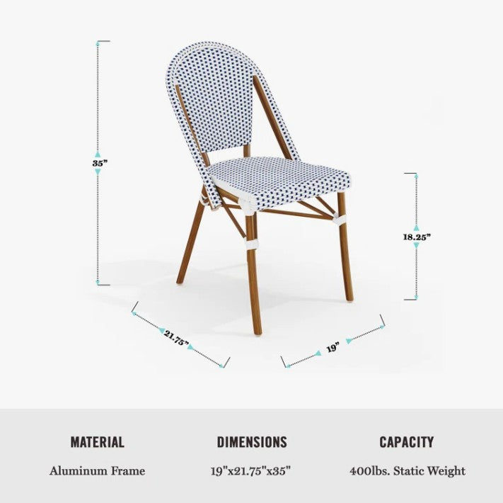 Brand New in Box Martha Stewart Lily Pond All-Weather Stackable Patio Chairs, Blue/Brown, Set of Three (#202)