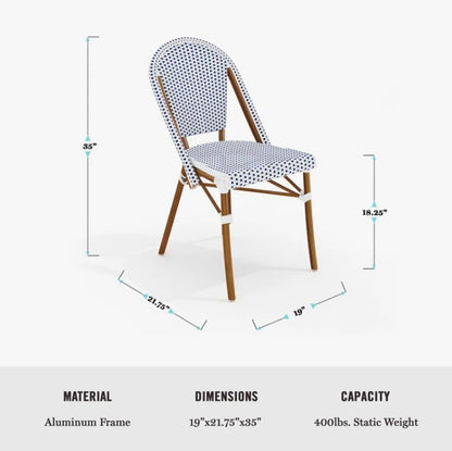 Brand New in Box Martha Stewart Lily Pond All-Weather Stackable Patio Chairs, Blue/Brown, Set of Three (#202)