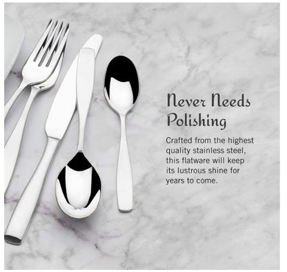 Brand New in Box Mikasa Satin Loft 65-Piece Flatware Set for 12, 18/10 Stainless Steel (#190)