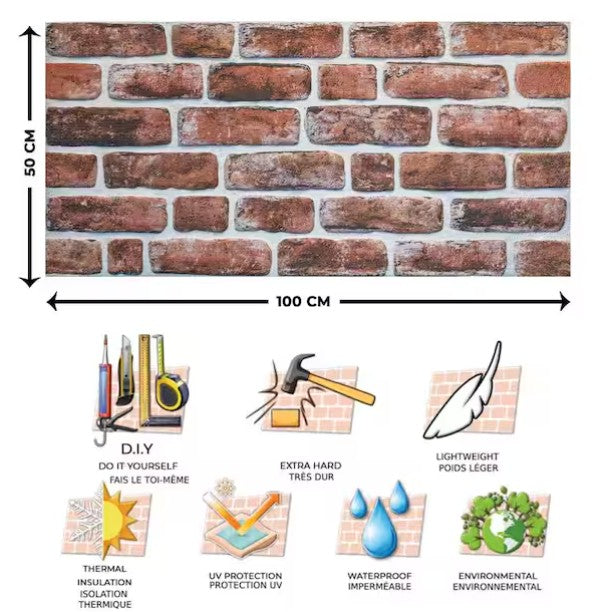 Brand New in Box Mahogany Faux Brick Styrofoam 3D Decorative Wall Panel (10-Pack) (#294)