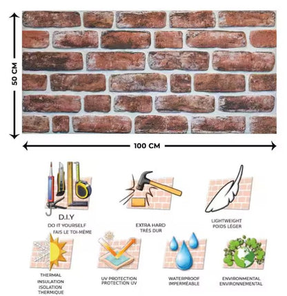 Brand New in Box Mahogany Faux Brick Styrofoam 3D Decorative Wall Panel (10-Pack) (#294)