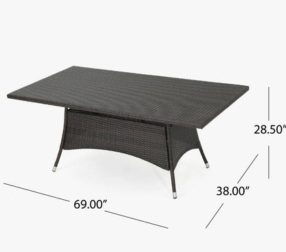 Brand New in Box Wicker Rectangle Dining Table, Brown (#287)