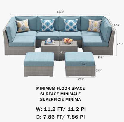 Brand New in Box 8 - Person Wicker / Rattan Outdoor Sectional with Cushions & Pillows (#171)