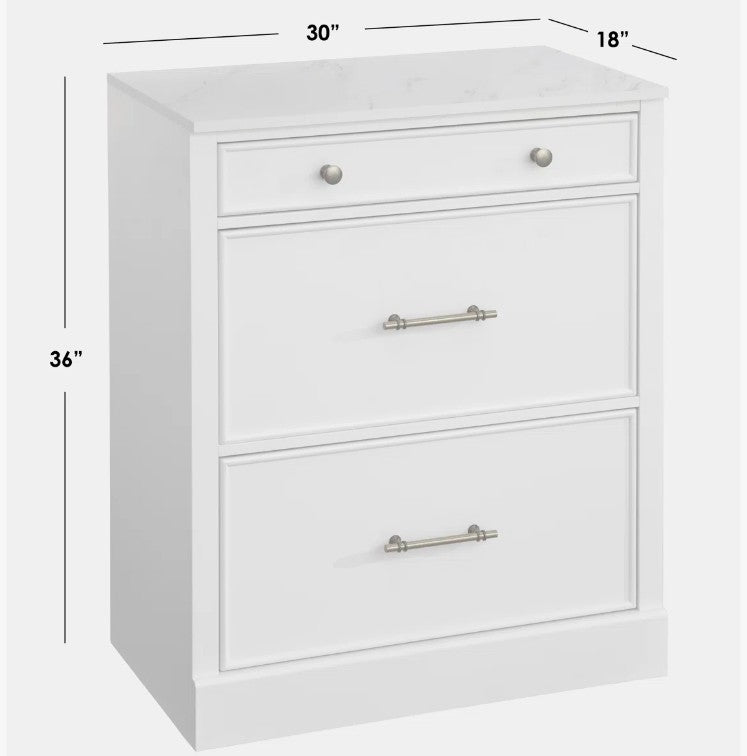 Brand New in Box Tavais 3-Drawer Accent Cabinet with Faux Marble Top (#279)